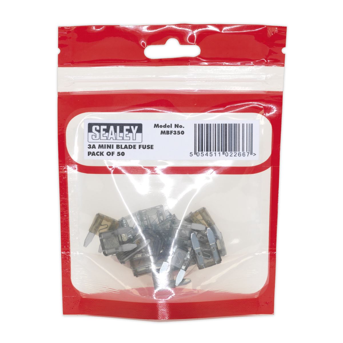 Sealey MBF350 Automotive MINI Blade Fuse 3A Pack of 50 Sealey