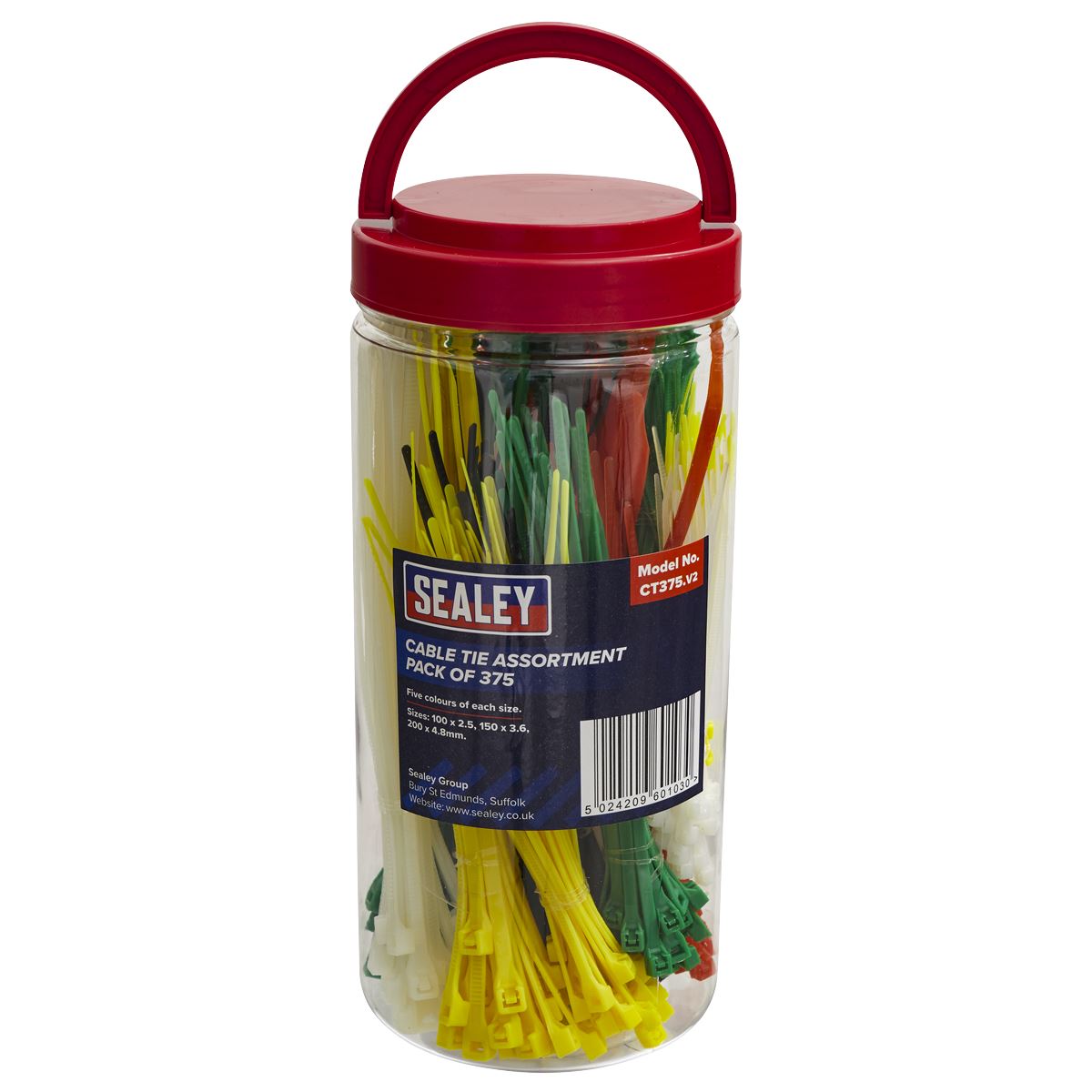 Sealey CT375 Cable Tie Assortment Pack of 375 Sealey