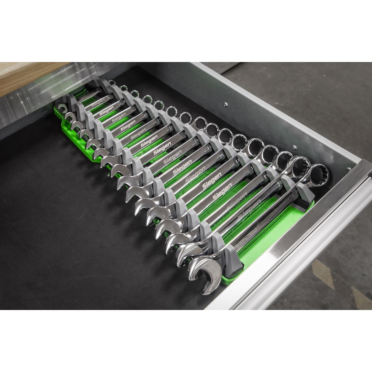 Sealey WR11HV Reversible Spanner Rack 16pc Hi-Vis Green Sealey
