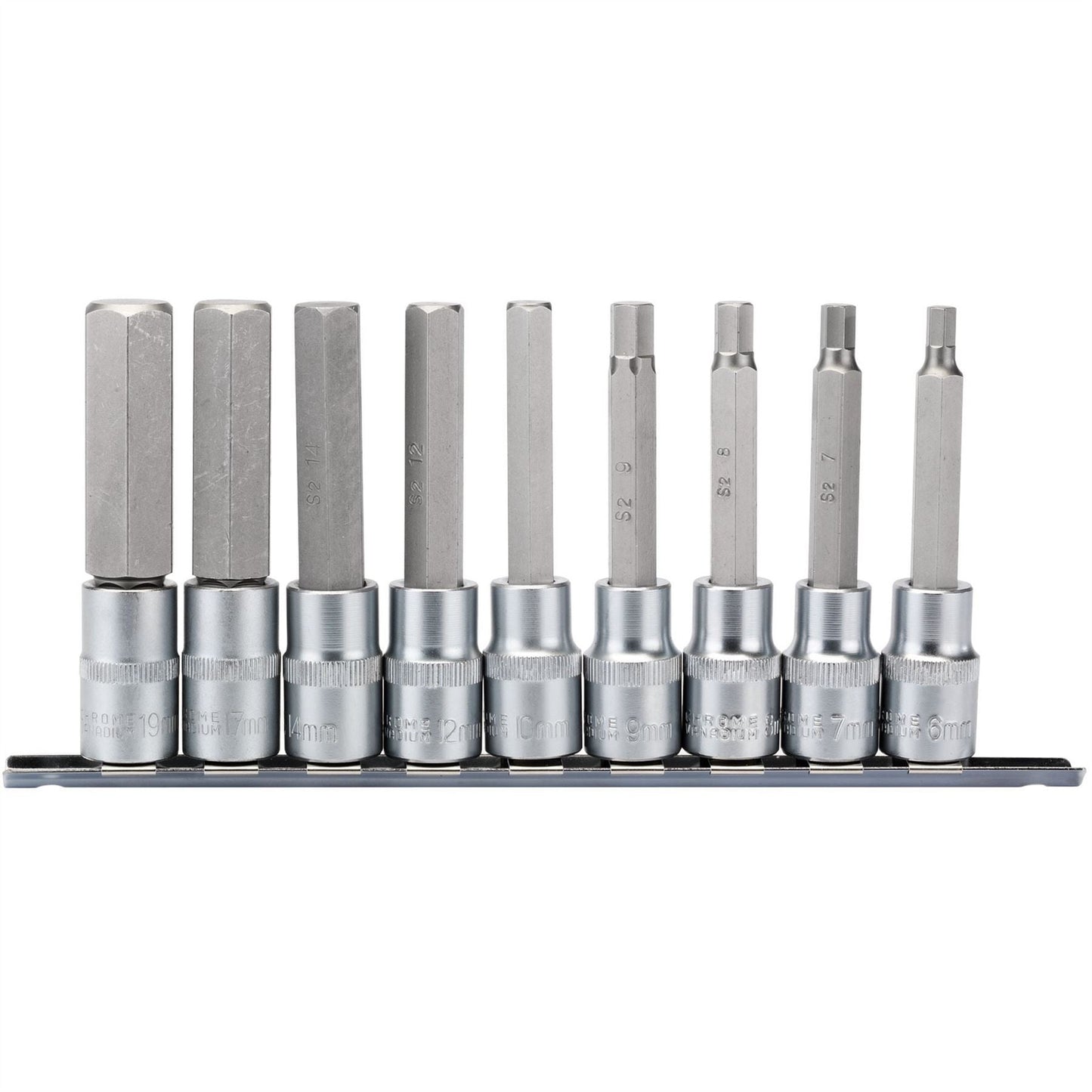 Draper 16308 Long Metric Hex. Socket Bit Set 1/2" Sq. Dr. 100mm 9 Piece Draper