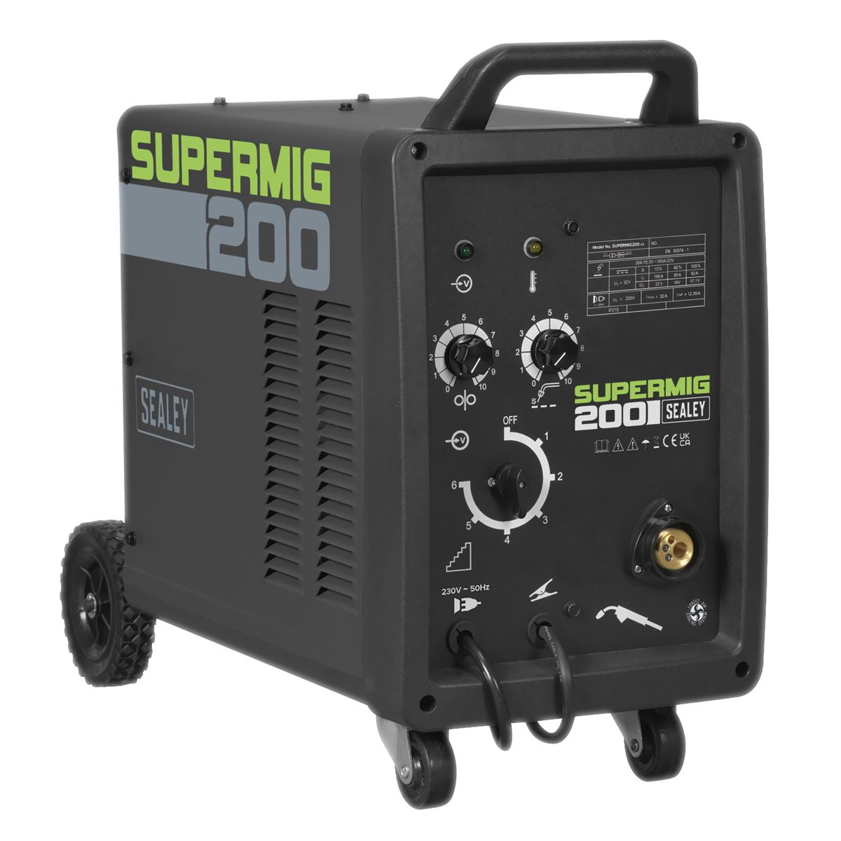 Sealey SUPERMIG200 Professional MIG Welder 200A 230V with Binzel® Euro Torch Sealey