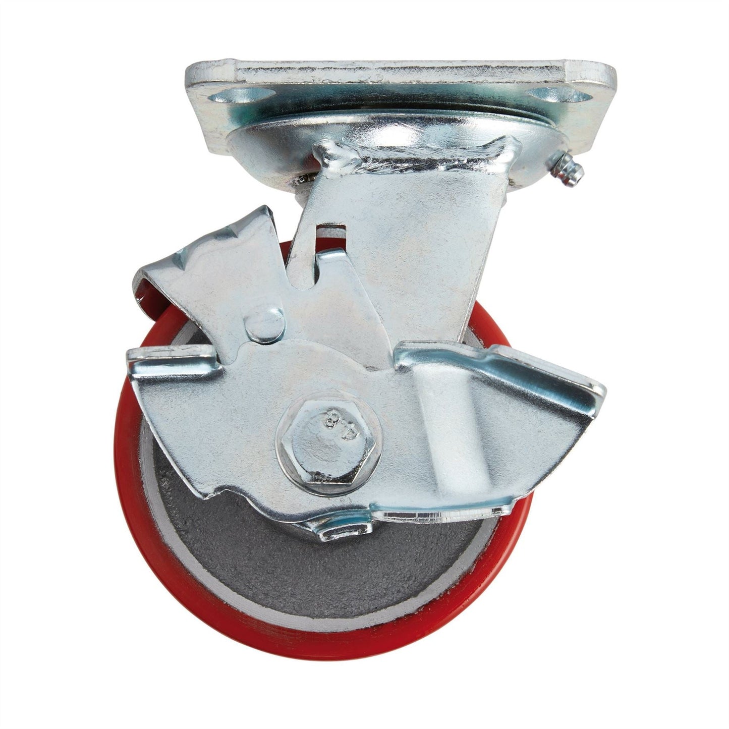 Draper 65524 Swivel Plate Fixing Heavy Duty Polyurethane Wheel with Brake 100mm Diameter S.W.L. 250kg Draper