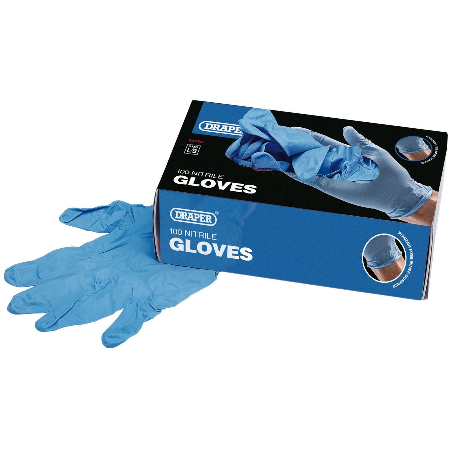Draper 63758 Nitrile Gloves Large Box of 100 Draper