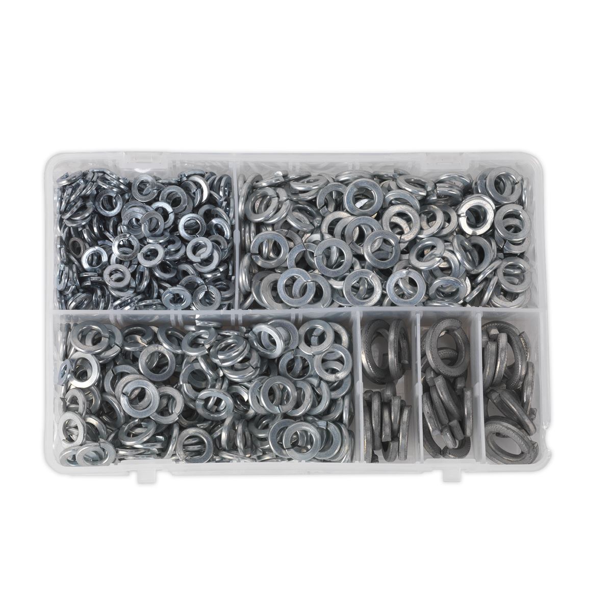 Sealey AB058SW Spring Washer Assortment 1010pc DIN 127B M6-M16 Metric Zinc Sealey