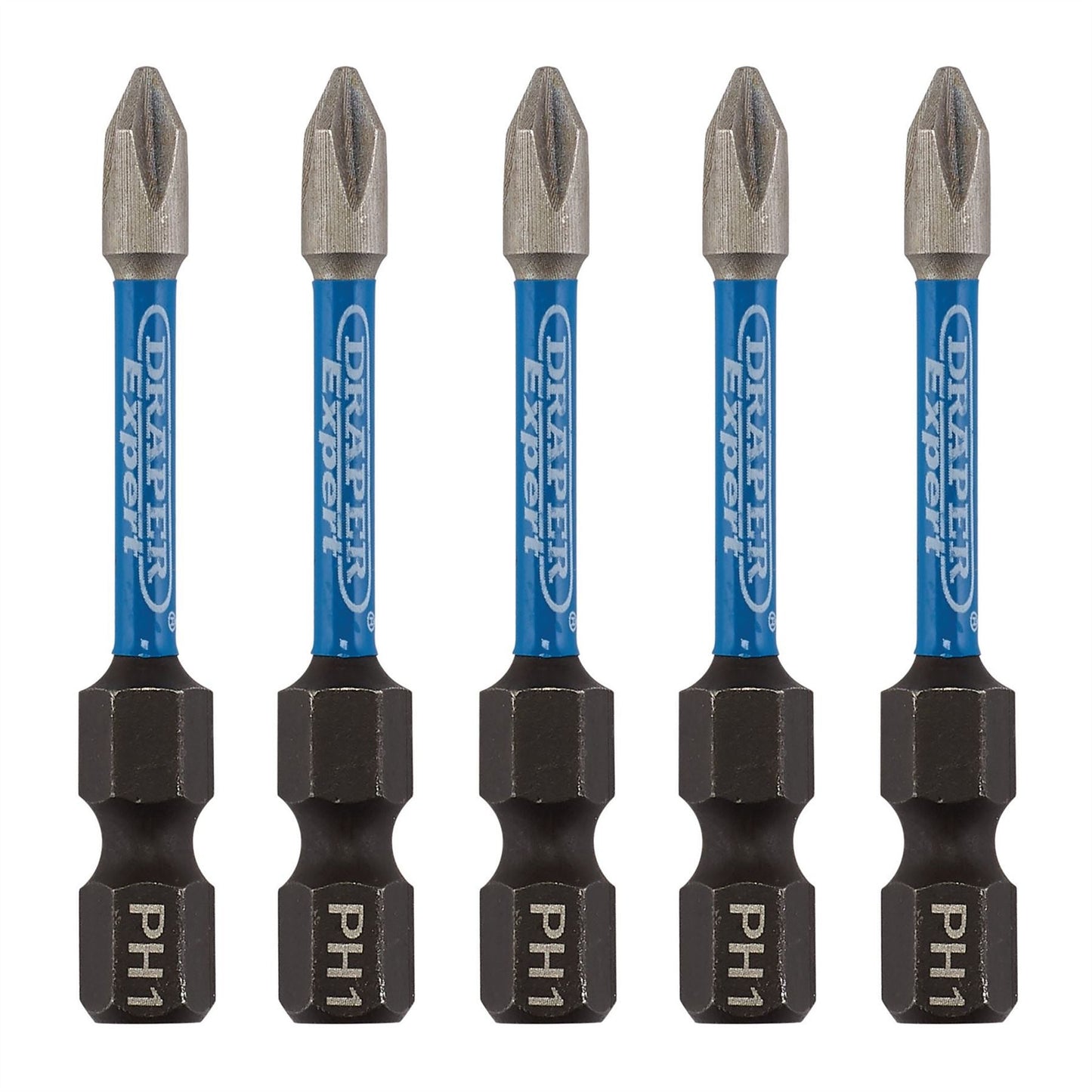 Draper 05498 Expert Cross Slot/PH Type Impact Screwdriver Bits No.1 x 50mm 1/4" Hex Pack of 5 Draper