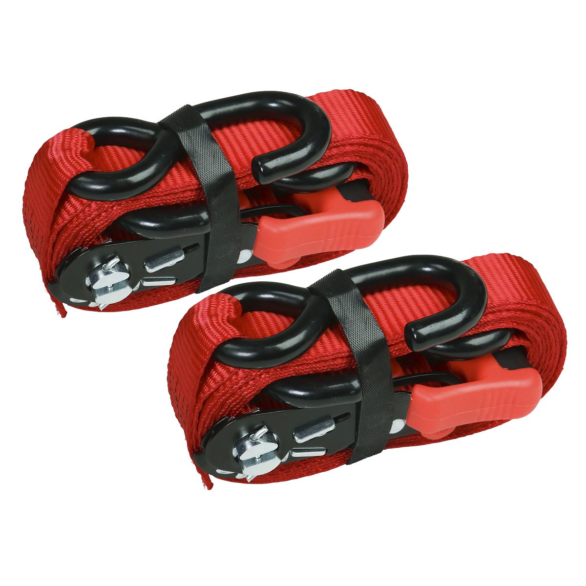 Sealey TD1202SR Slide Ratchet Strap 32mm x 3m Polyester Webbing with S-Hooks 1200kg Breaking Strength Sealey