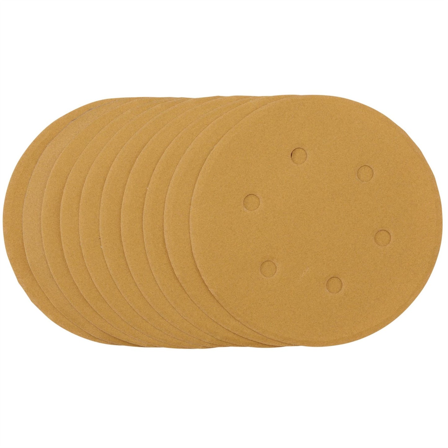 Draper 64257 Gold Sanding Discs with Hook & Loop 150mm 240 Grit 6 Dust Extraction Holes Pack of 10 Draper