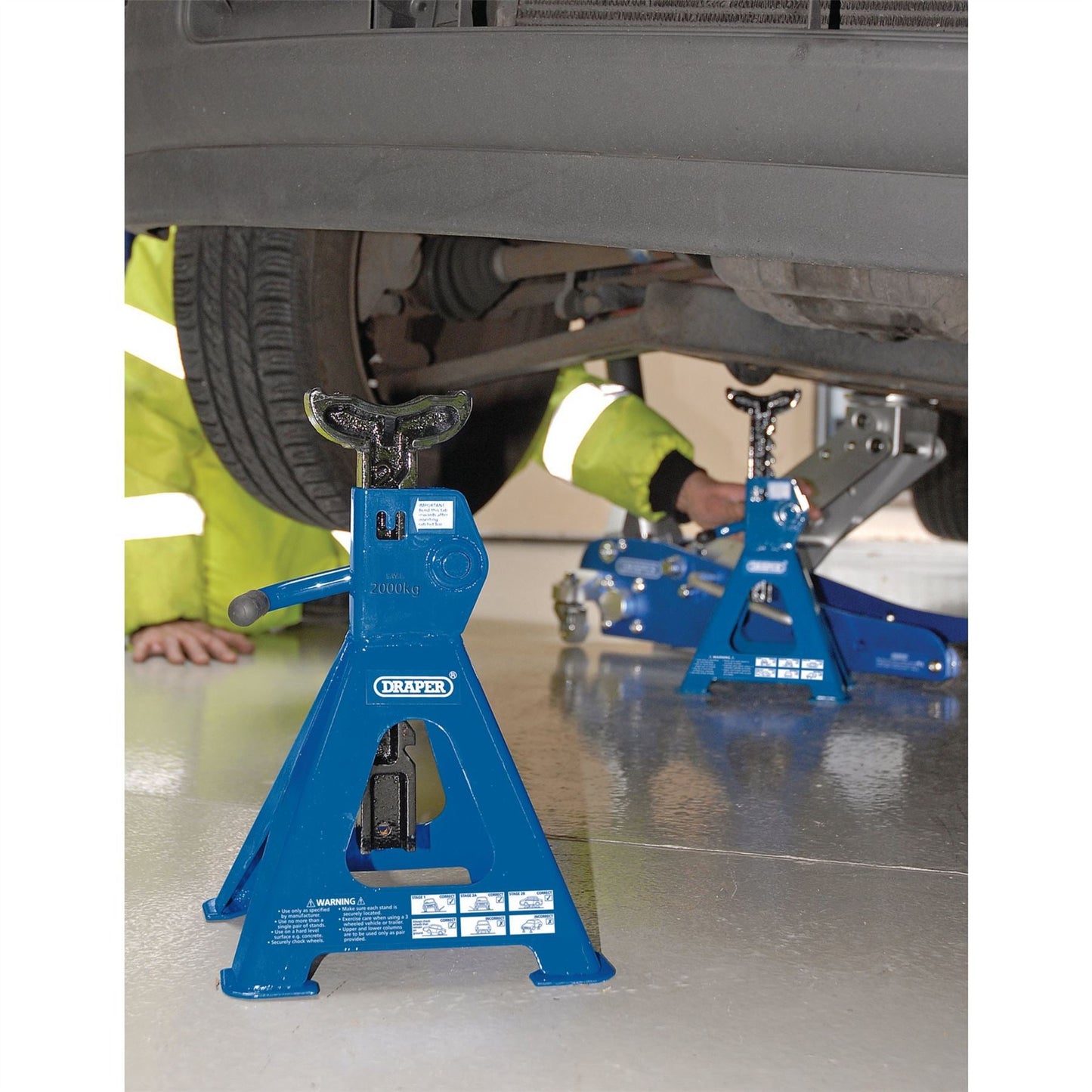 Draper 30878 Ratcheting Axle Stands 2 Tonne Pair Draper