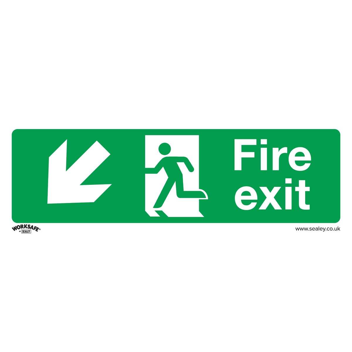 Sealey SS34V10 Safe Conditions Safety Sign - Fire Exit (Down Left) - Self-Adhesive Vinyl - Pack of 10 Sealey