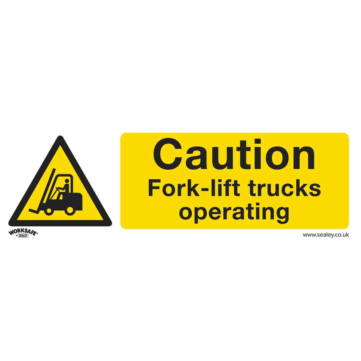 Sealey SS44V10 Warning Safety Sign - Caution Fork-Lift Trucks - Self-Adhesive Vinyl - Pack of 10 Sealey