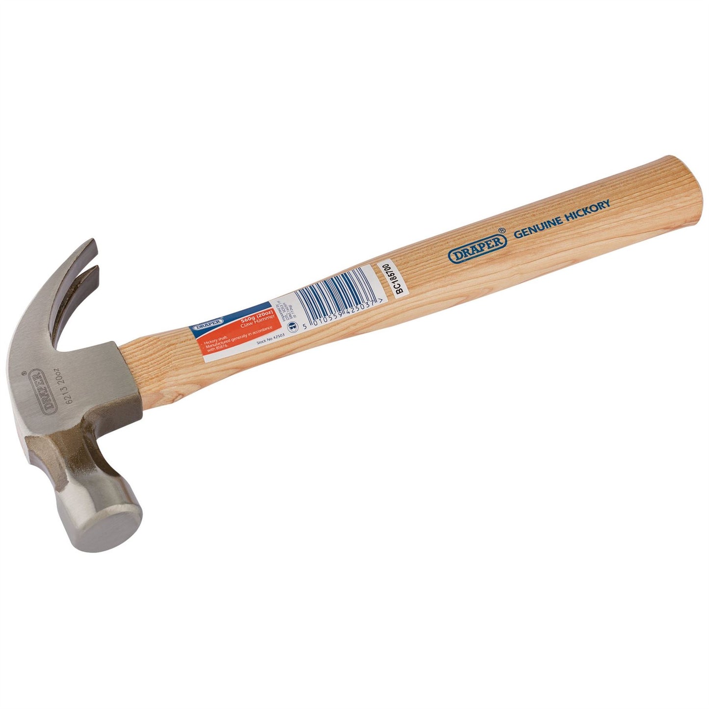 Draper 42503 Hickory Shaft Claw Hammer 560g/20oz Draper
