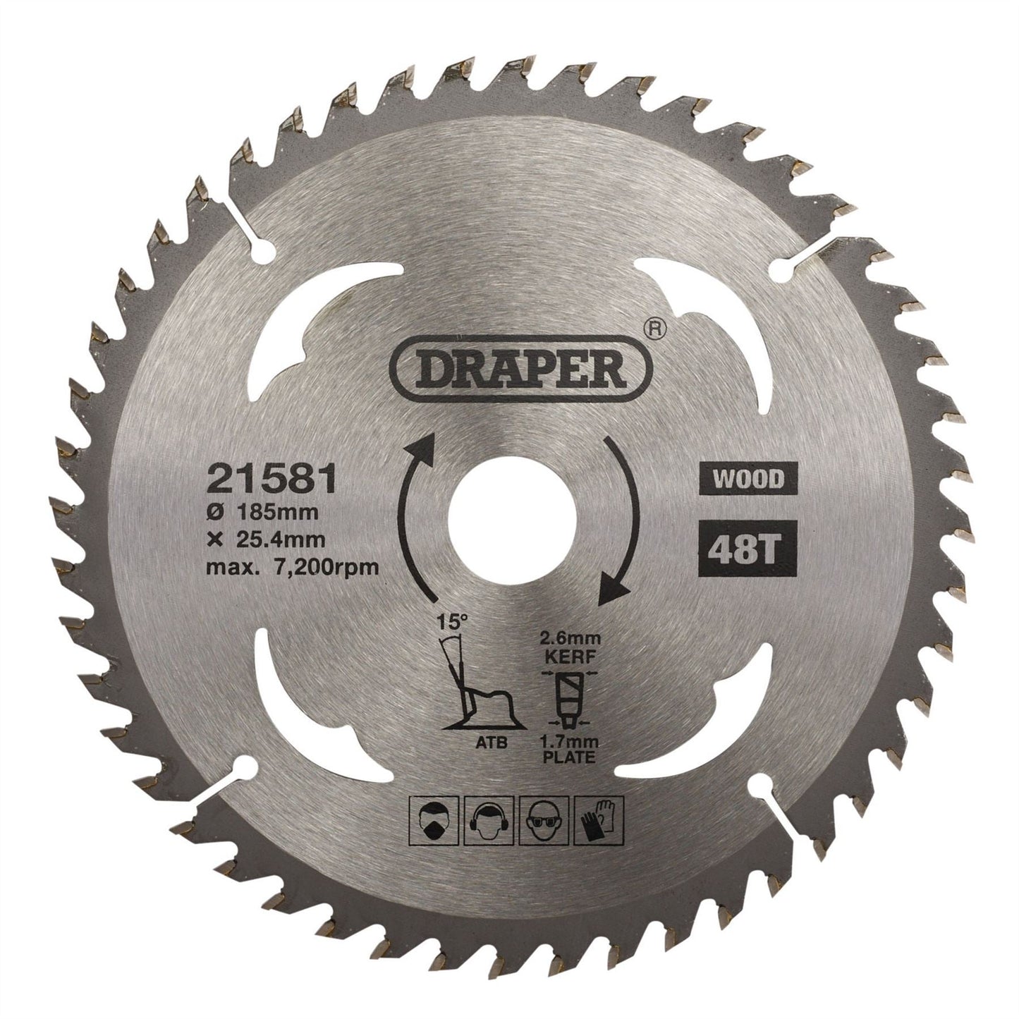 Draper 21581 TCT Circular Saw Blade for Wood 185 x 25.4mm 48T Draper