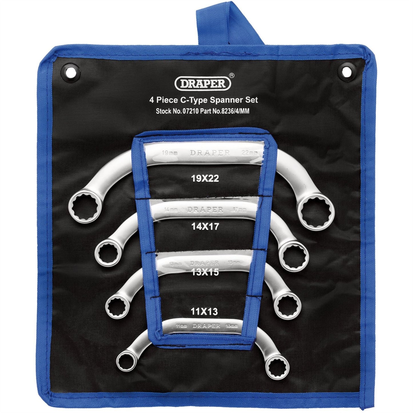 Draper 07210 HI-TORQ® Half Moon Obstruction Ring Spanner Set 4 Piece Draper