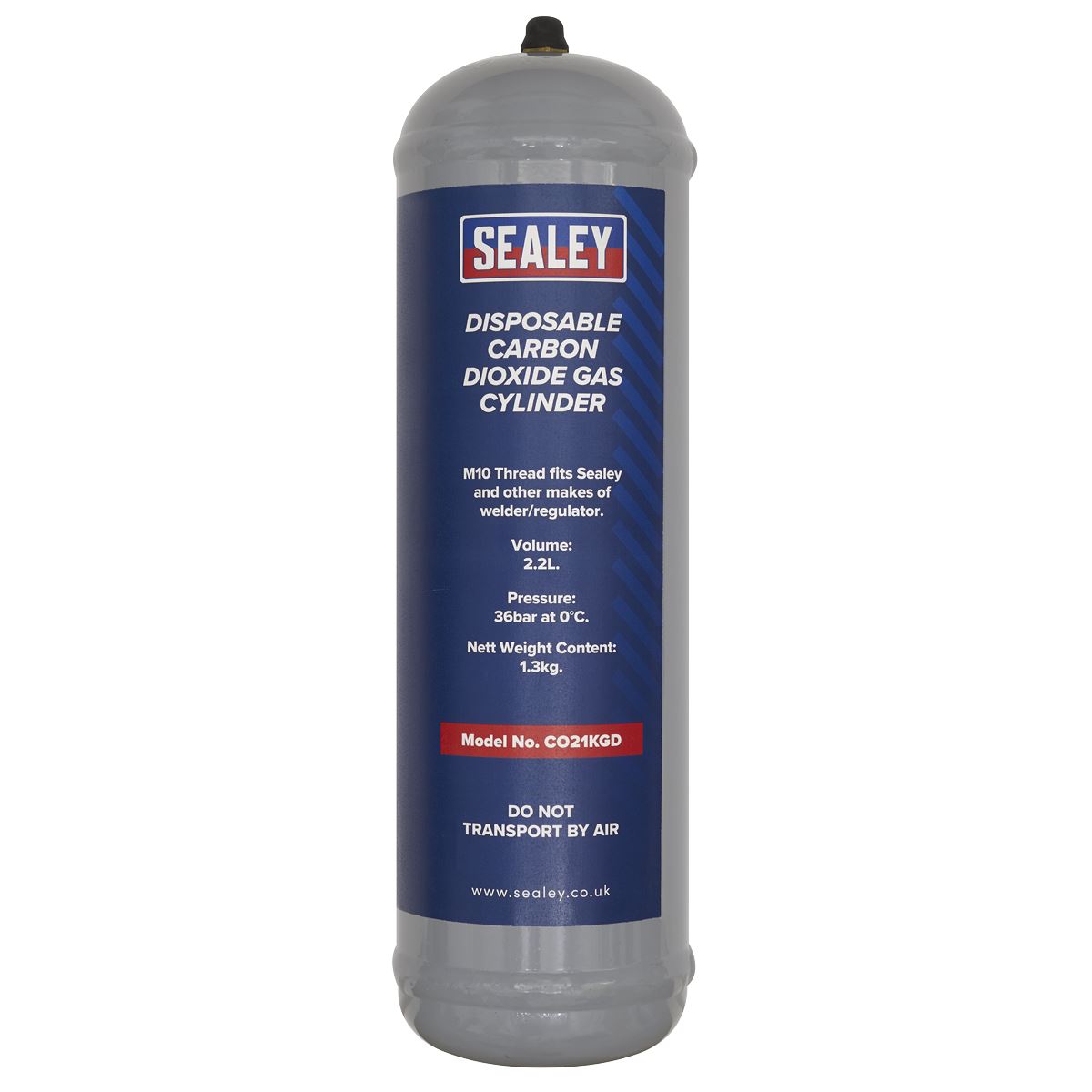 Sealey CO21KGD 1.3kg Disposable Carbon Dioxide Gas Cylinder Sealey