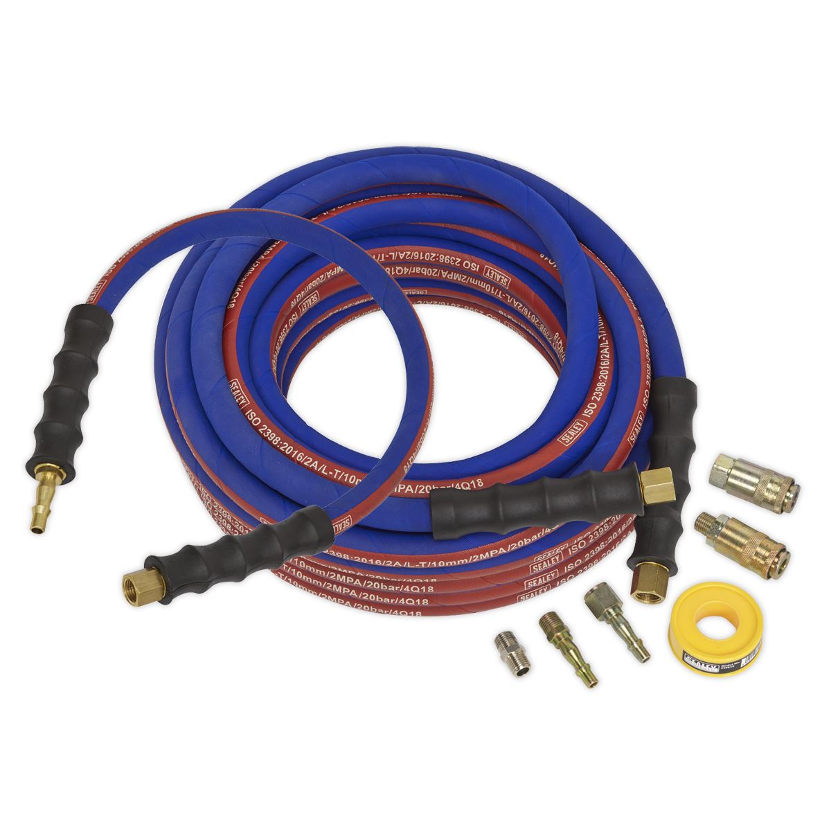 Sealey AHK02 Air Hose Kit Extra-Heavy-Duty 15m x Ø10mm with Connectors Sealey