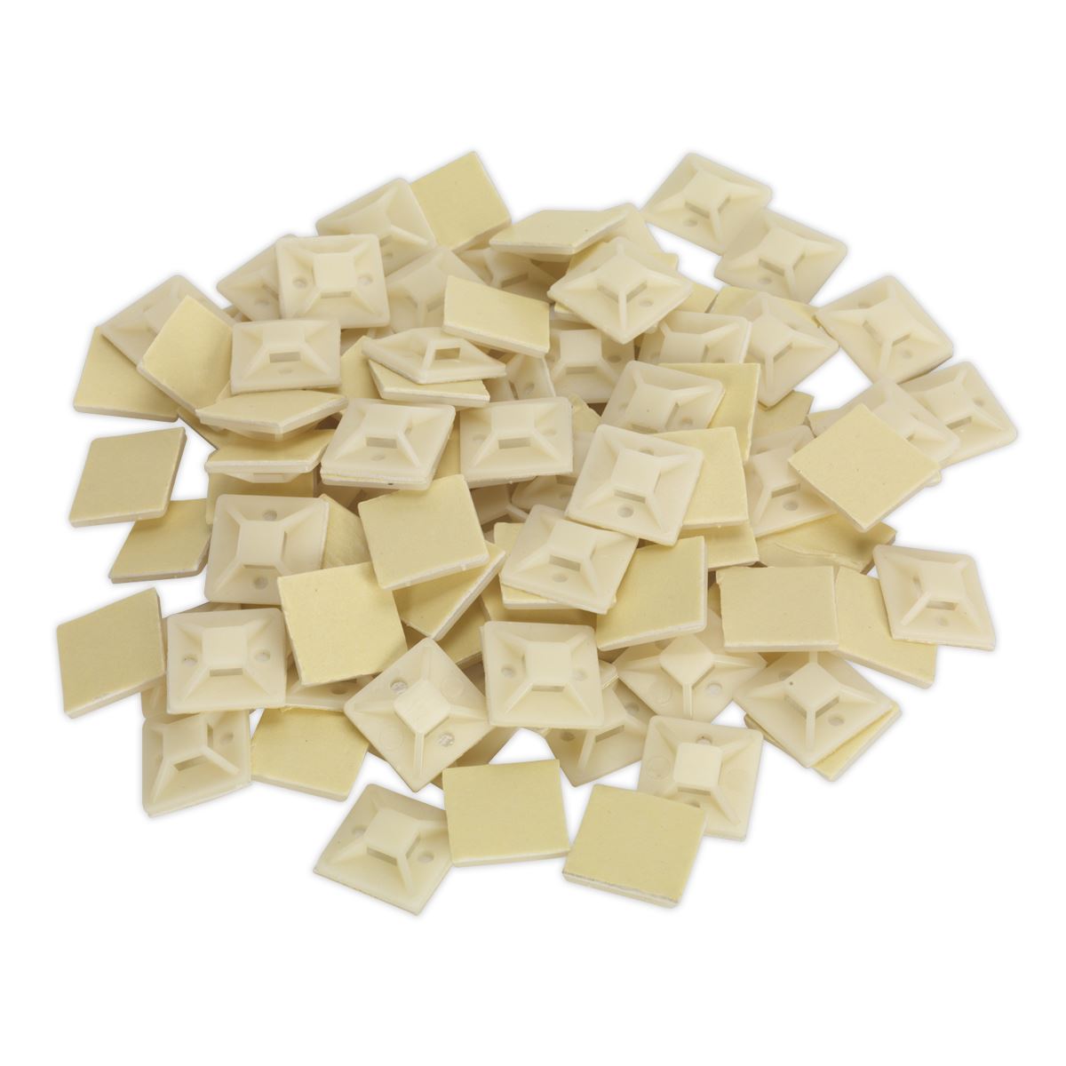 Sealey CTM2525W Self-Adhesive Cable Tie Mount 25 x 25mm White Pack of 100 Sealey