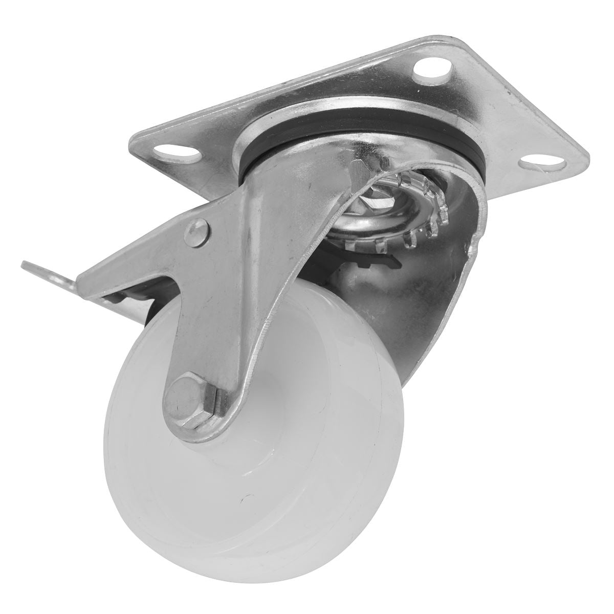 Sealey SCW480SPLEM Heavy-Duty Nylon Castor Wheel Swivel with Total Lock Ø80mm - Trade Sealey