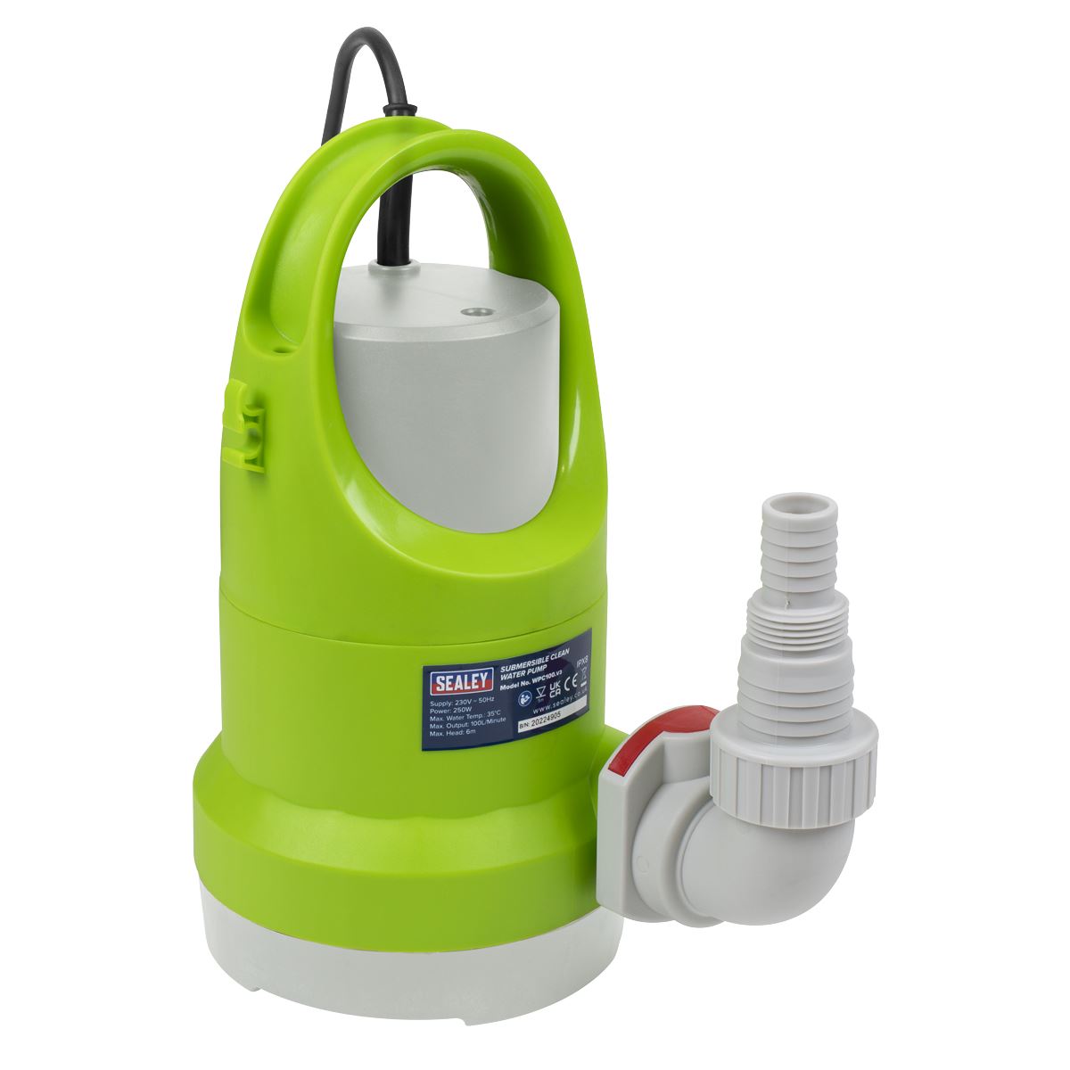 Sealey WPC100 Submersible Clean Water Pump 100L/min 230V Sealey