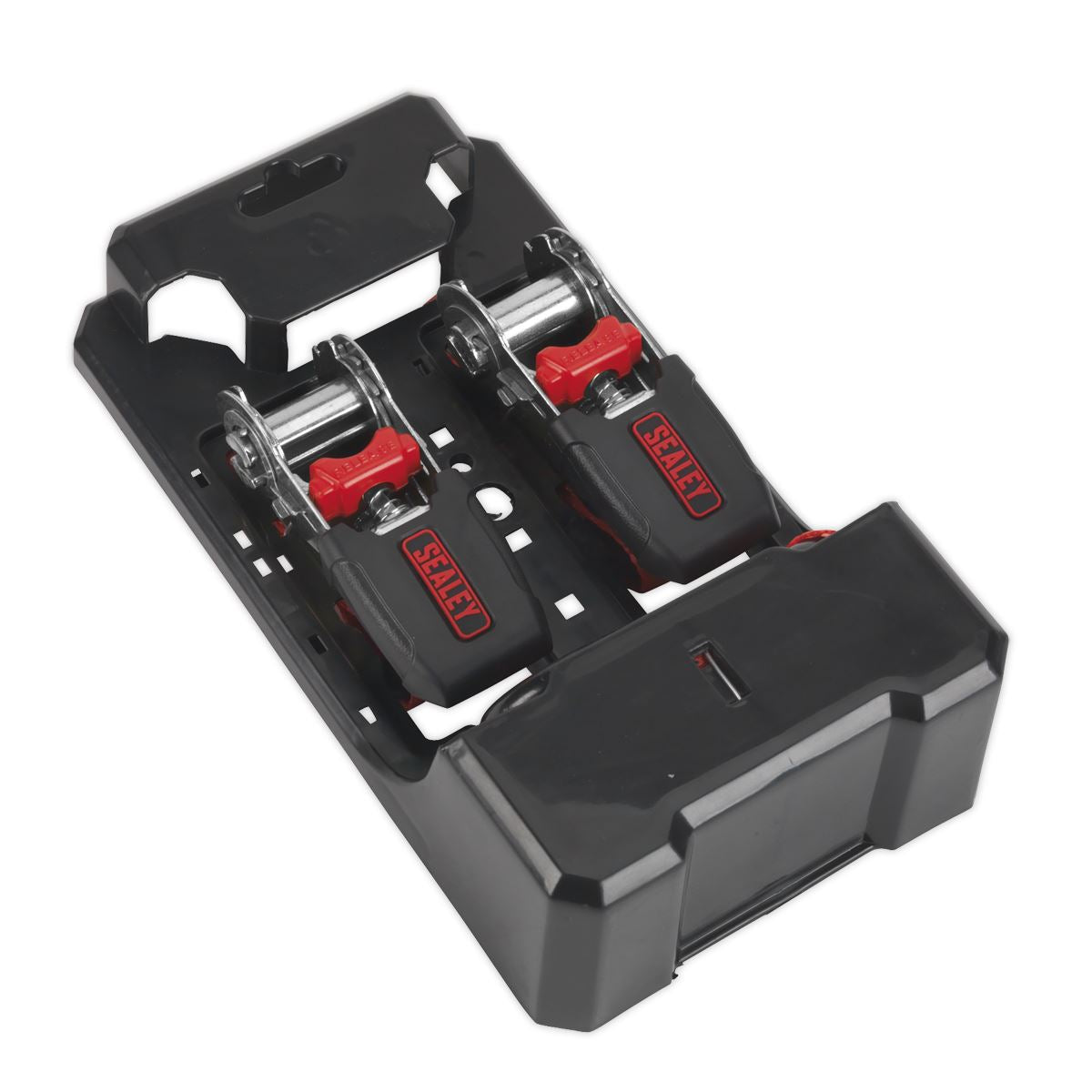 Sealey TD284SD Ratchet Straps 25mm x 4m Polyester Webbing with S-Hooks 800kg Breaking Strength - Pair Sealey