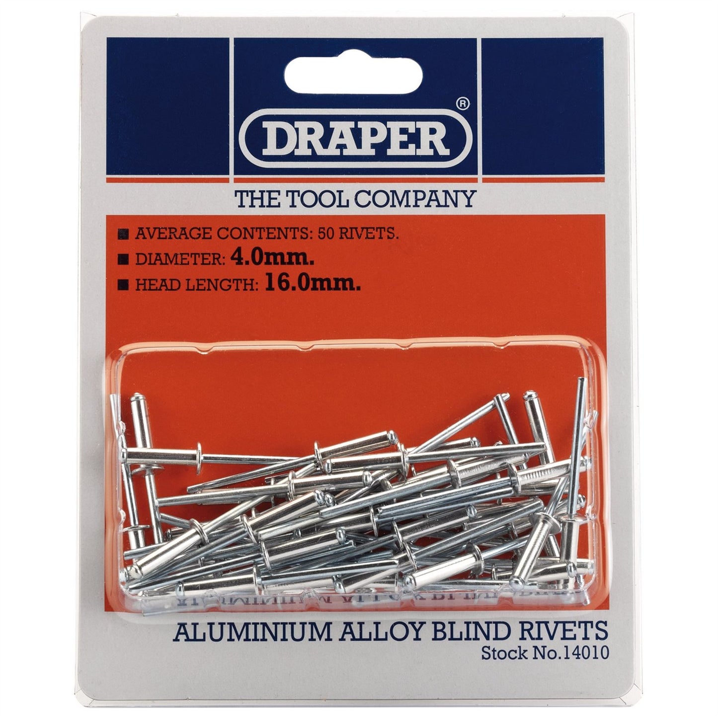 Draper 14010 Blind Rivets 4 x 15.8mm 50 Piece Draper