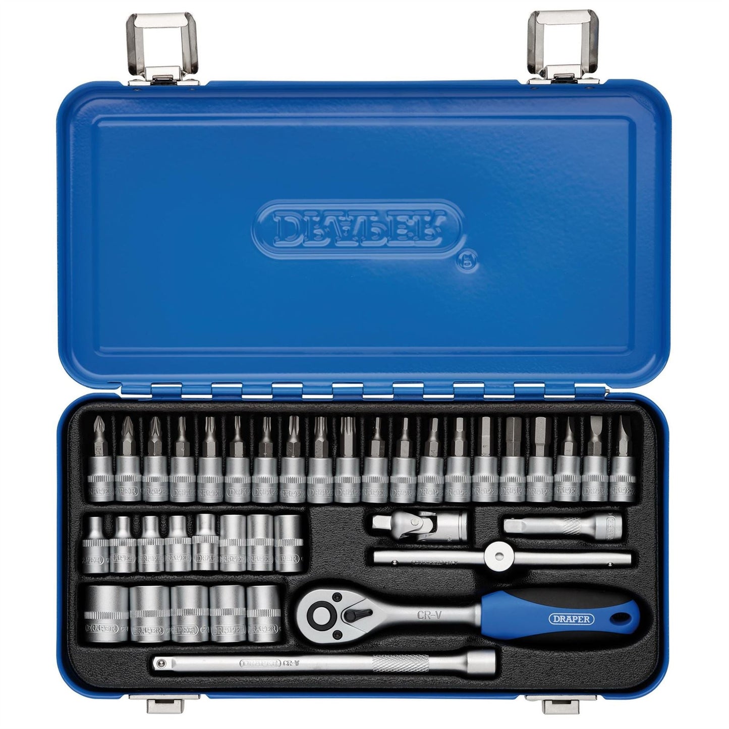 Draper 16366 Metric Socket Set in Metal Case 1/4" Sq. Dr. 38 Piece Draper