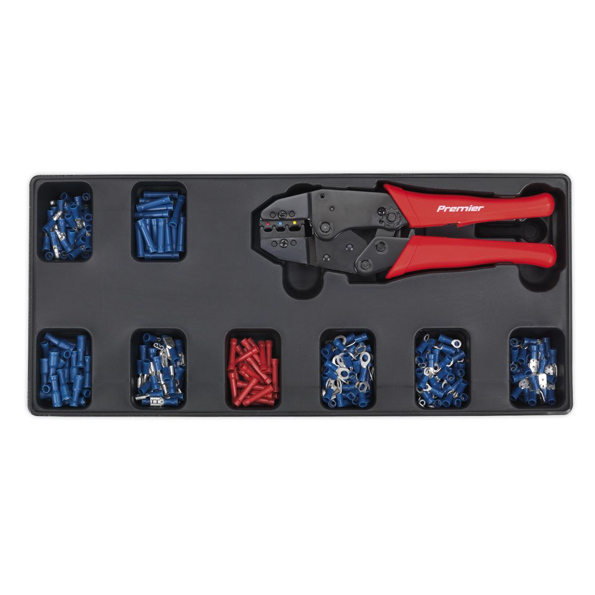 Sealey TBT16 Tool Tray with Ratchet Crimper & 325 Assorted Insulated Terminal Set Sealey