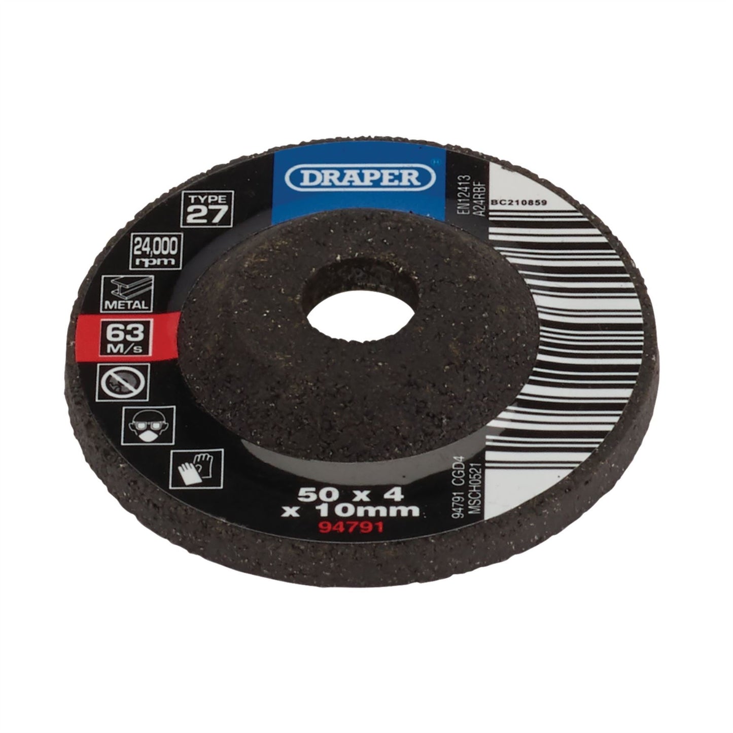 Draper 94791 DPC Metal Grinding Disc 50 x 4 x 10mm Draper