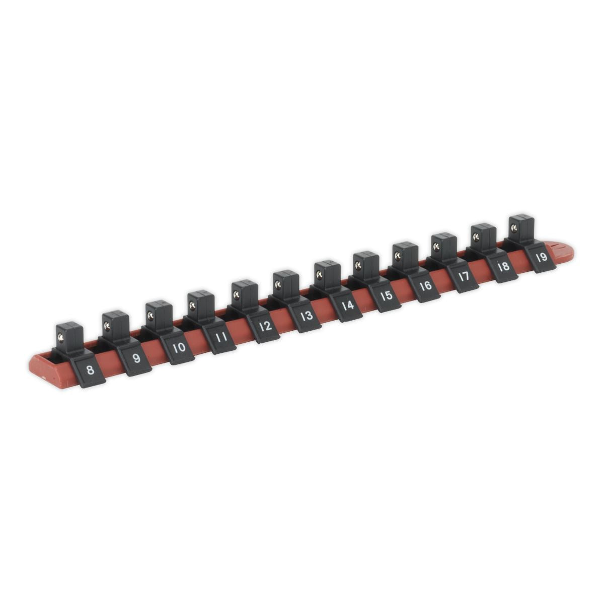 Sealey AK3812 Socket Retaining Rail with 12 Clips 3/8"Sq Drive Sealey