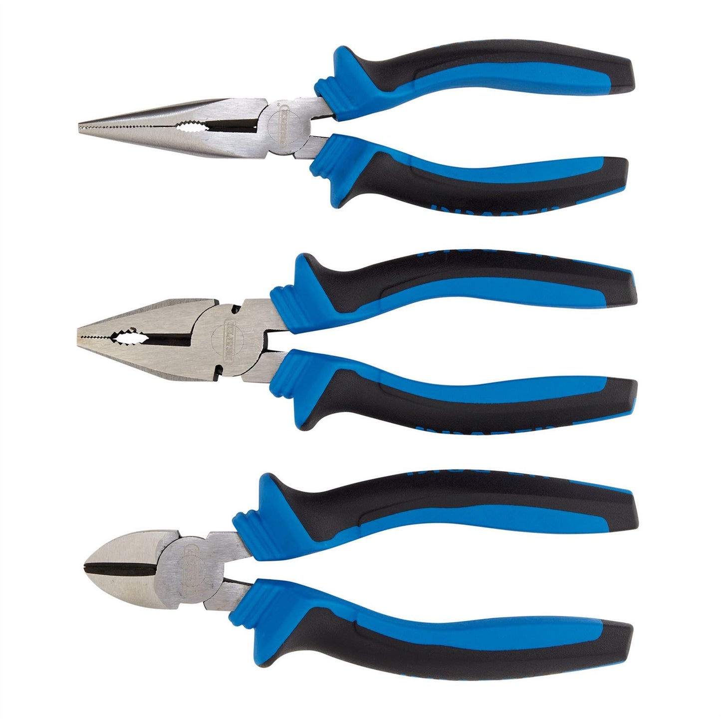 Draper 45864 Soft Grip Pliers Set 160mm Blue 3 Piece Draper