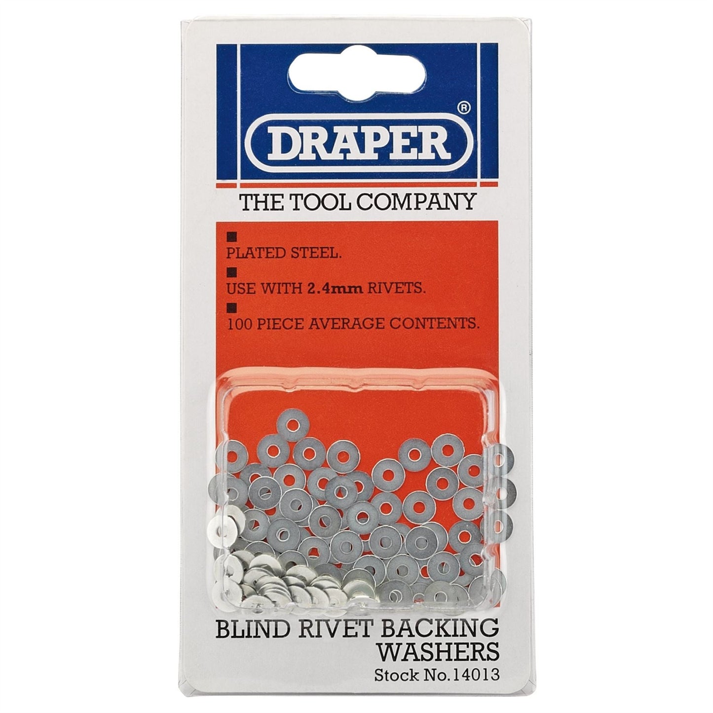 Draper 14013 Rivet Backing Washers 2.4mm 100 Piece Draper