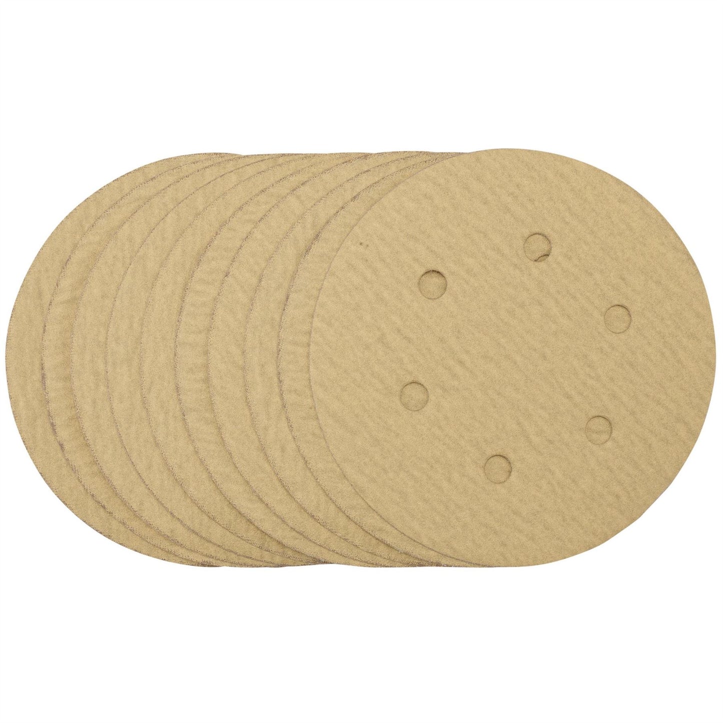 Draper 64240 Gold Sanding Discs with Hook & Loop 150mm 180 Grit 6 Dust Extraction Holes Pack of 10 Draper