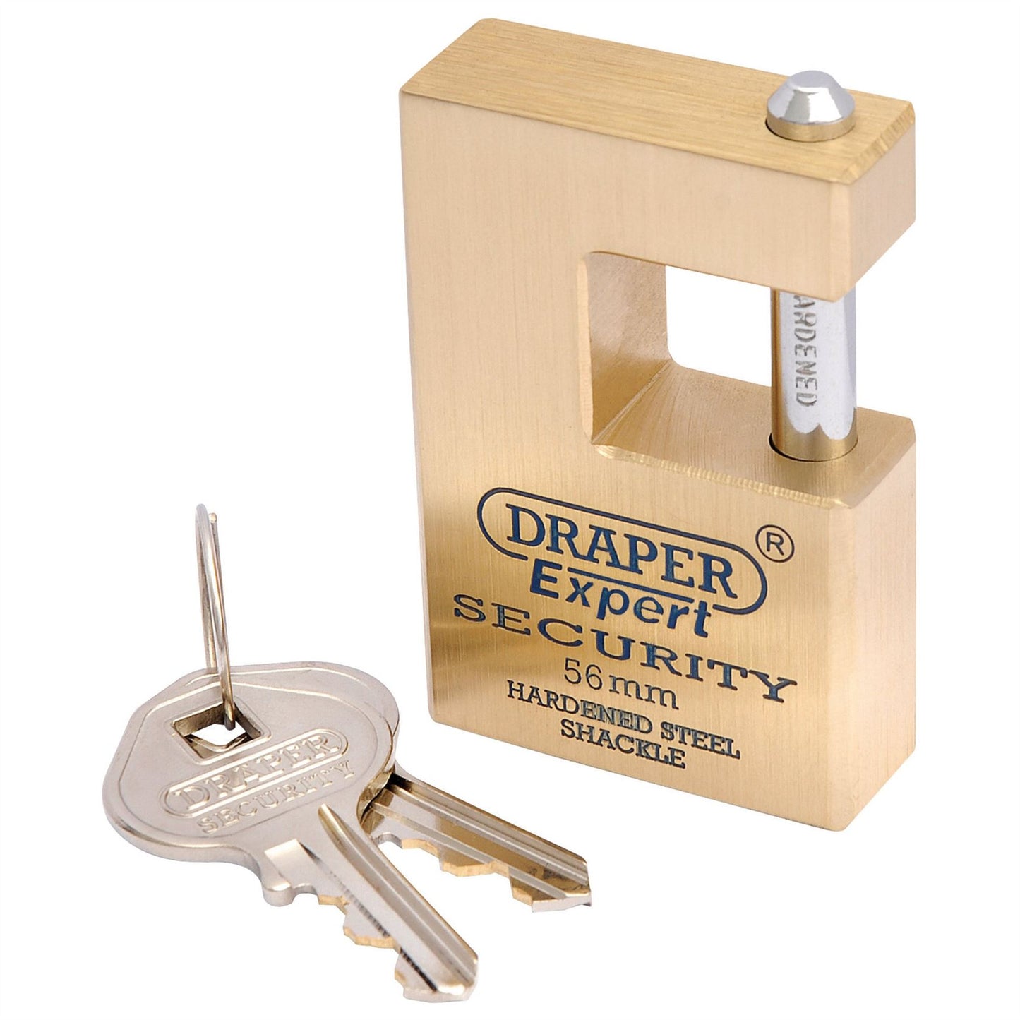 Draper 64200 Expert Close Shackle Solid Brass Padlock with Hardened Steel Shackle 2 Keys 56mm Draper