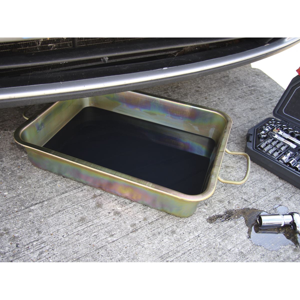 Sealey DRPM1 Metal Drain Pan 9L Sealey