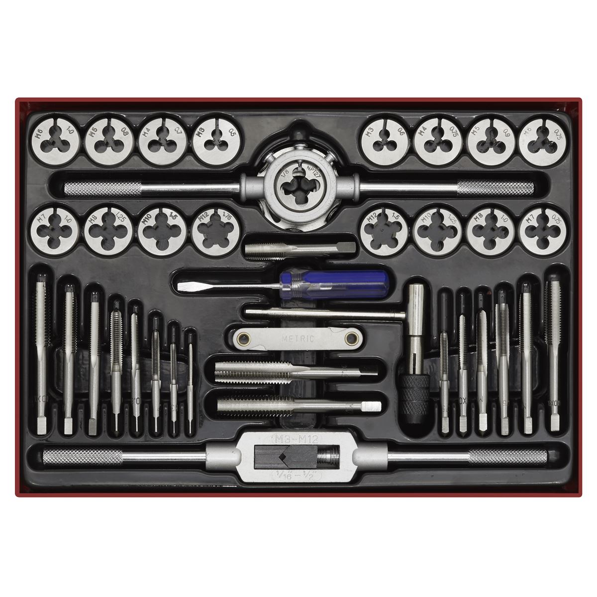 Sealey AK3040 Tap & Die Set 40pc Split Dies Metric Sealey