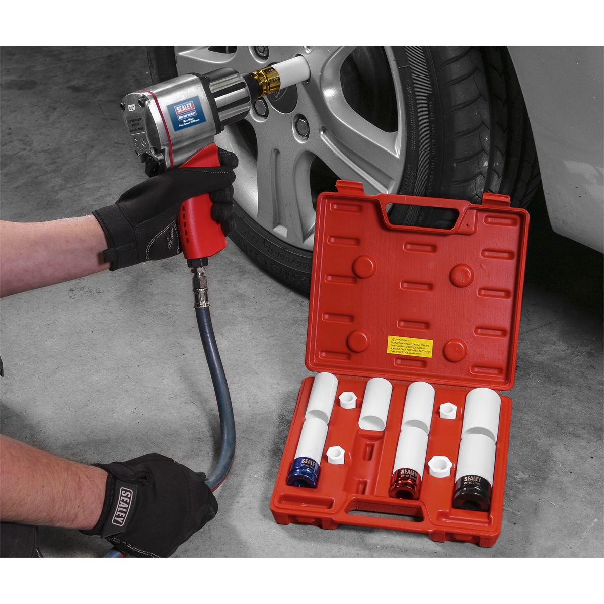 Sealey SX030 Alloy Wheel Impact Socket Set 4pc 1/2"Sq Drive Sealey