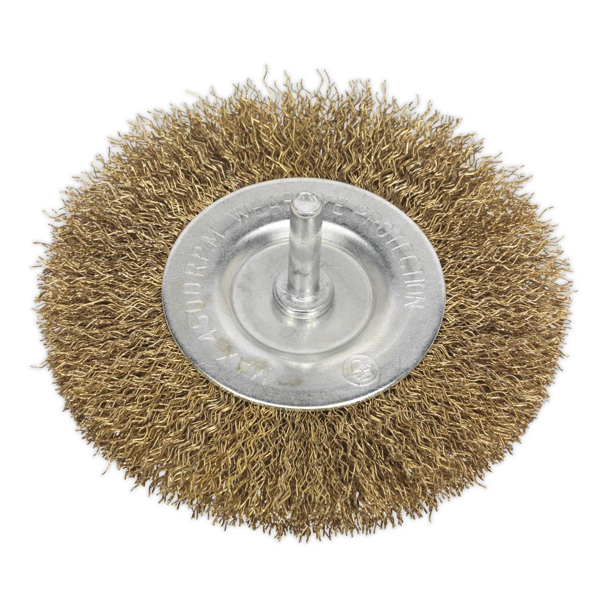 Sealey SFB100 Crimped Flat Wire Brush Ø100mm Ø6mm Shaft Sealey