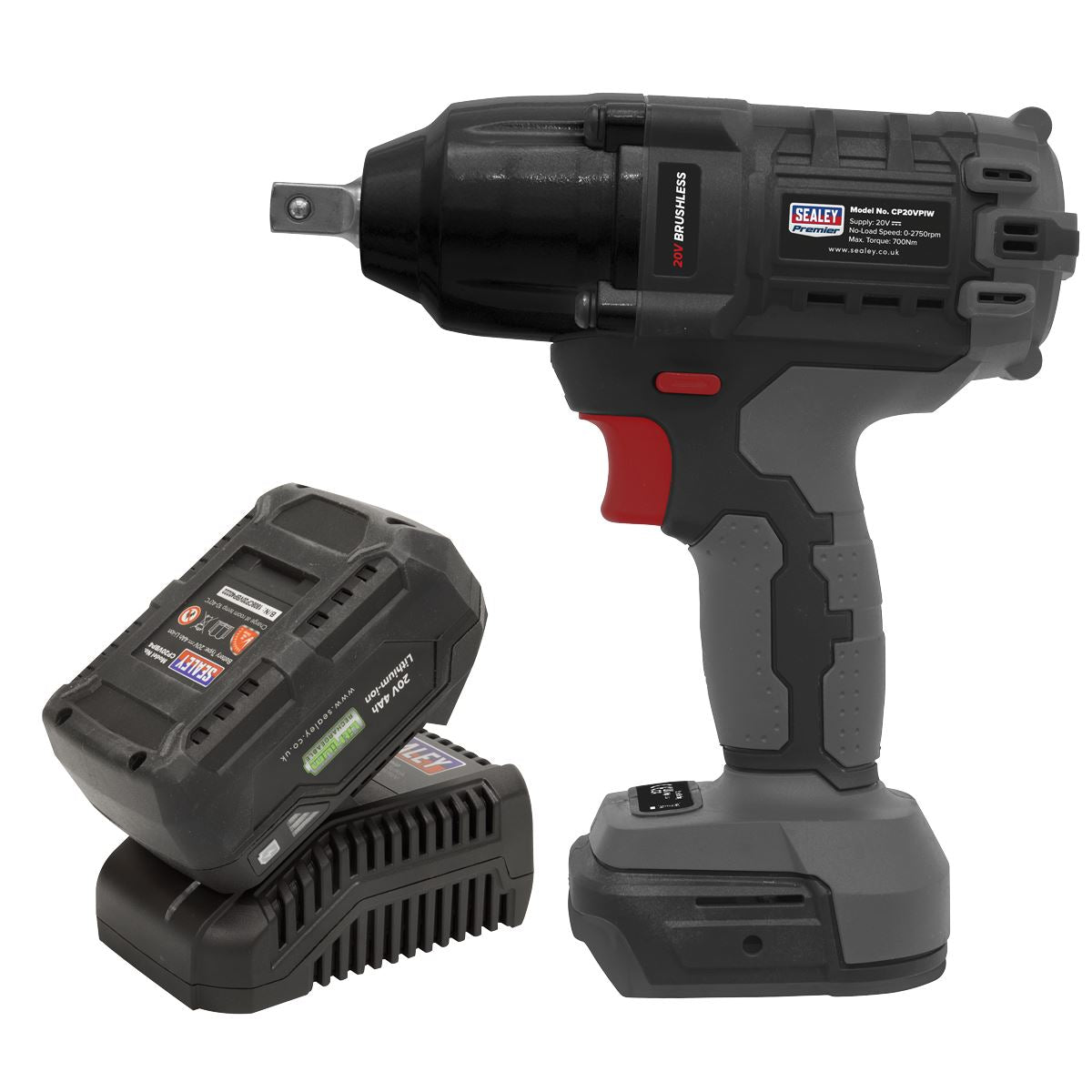 Sealey CP20VPIWKIT1 Brushless Impact Wrench Kit 1/2"Sq Drive 20V 4Ah SV20 Series Sealey
