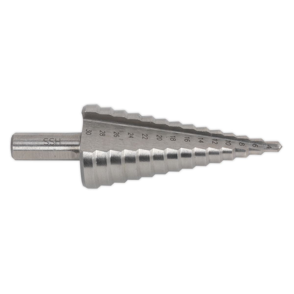 Sealey AK4732 HSS M2 Step Drill Bit 4-30mm Double Flute Sealey