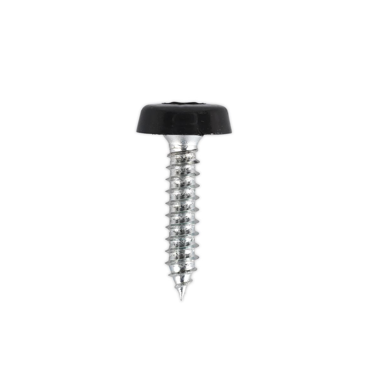 Sealey PTNP7 Numberplate Screw Plastic Enclosed Head 4.8 x 24mm Black Pack of 50 Sealey