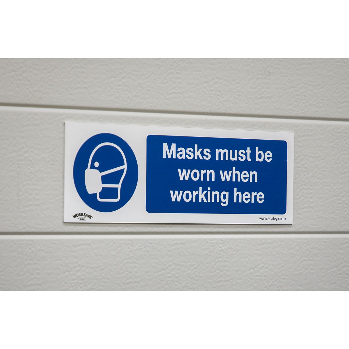 Sealey SS57V10 Mandatory Safety Sign - Masks Must Be Worn - Self-Adhesive Vinyl - Pack of 10 Sealey