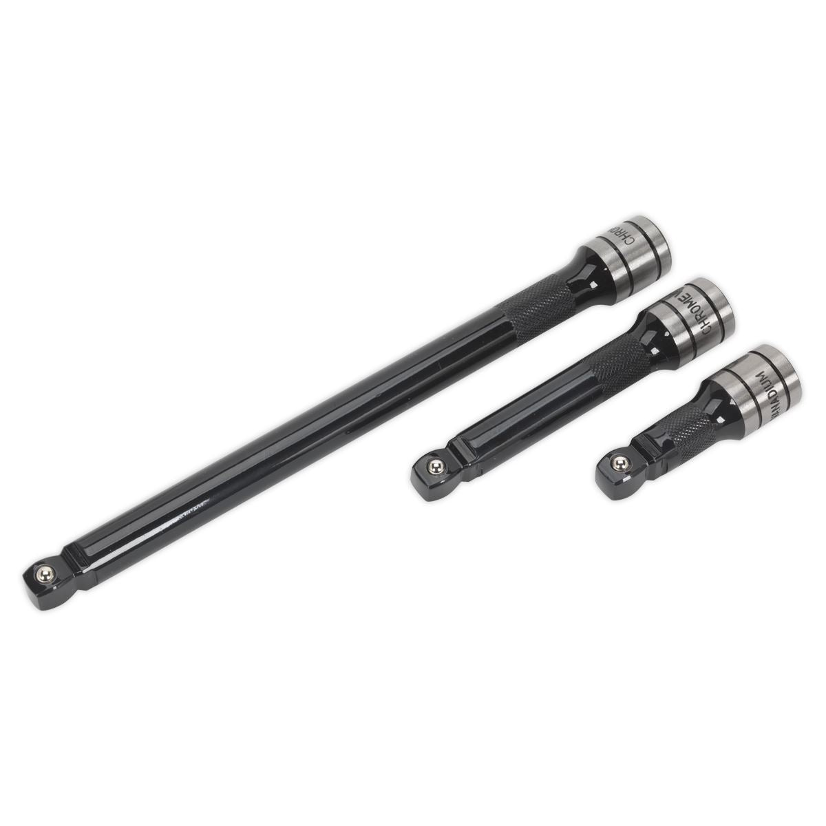 Sealey AK7692 Wobble/Rigid Extension Bar Set 3pc 1/2"Sq Drive - Premier Black Sealey