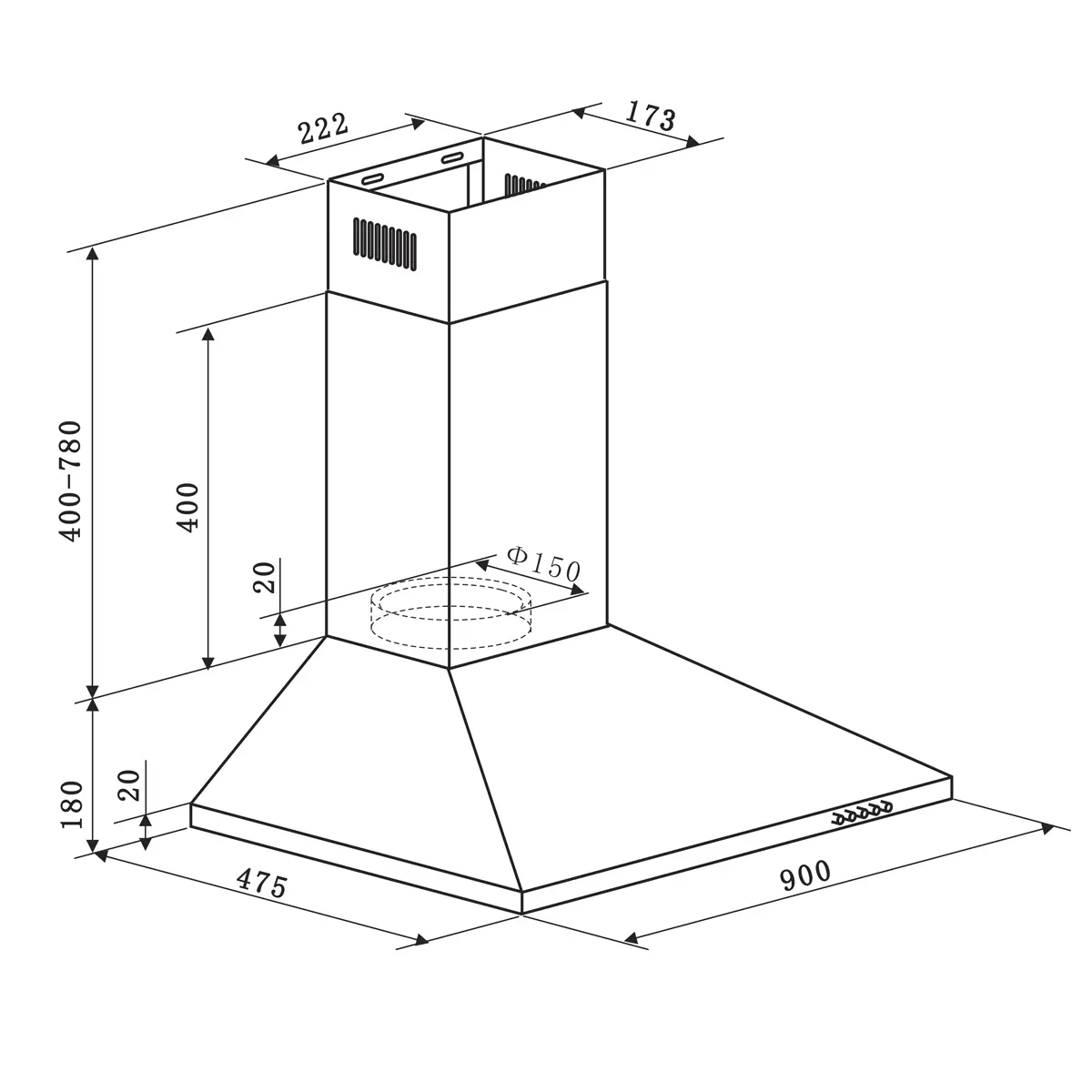 Baridi DH127 90cm Chimney Style Cooker Hood with Carbon Filters Stainless Steel Baridi