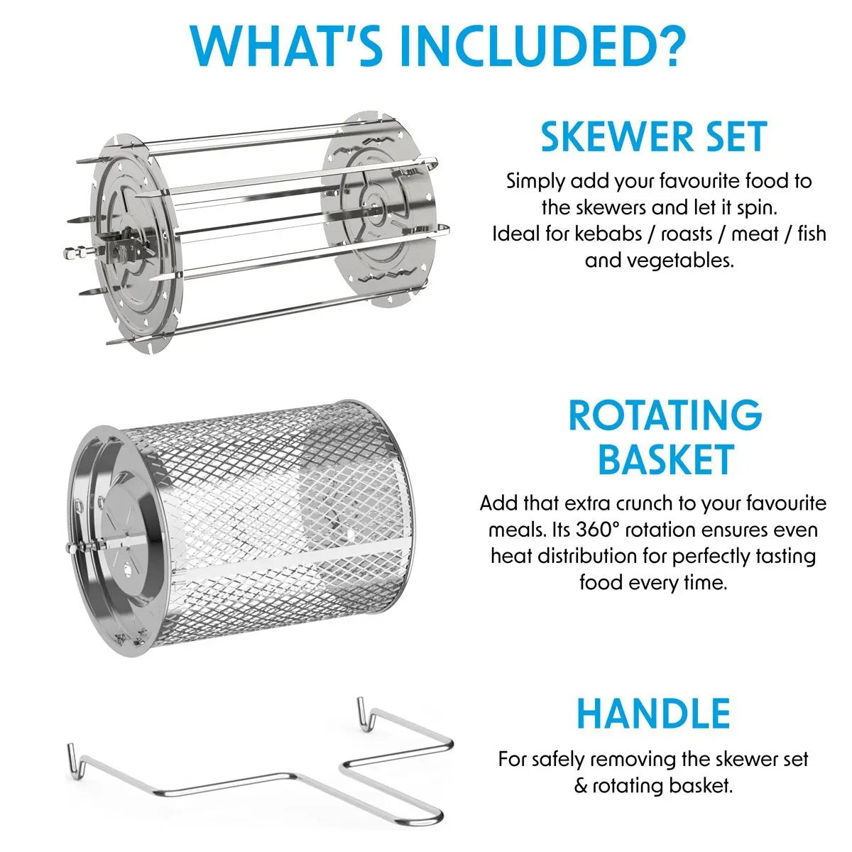 Baridi DH190 12L Air Fryer Rotisserie Oven Accessory Kit Baridi