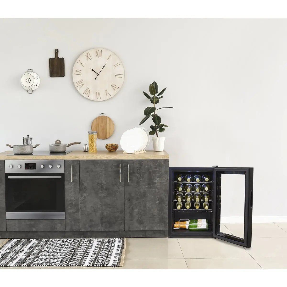 Baridi DH8 Wine Cooler/Fridge Digital Touchscreen Controls LED Light 20 Bottle - Black Baridi