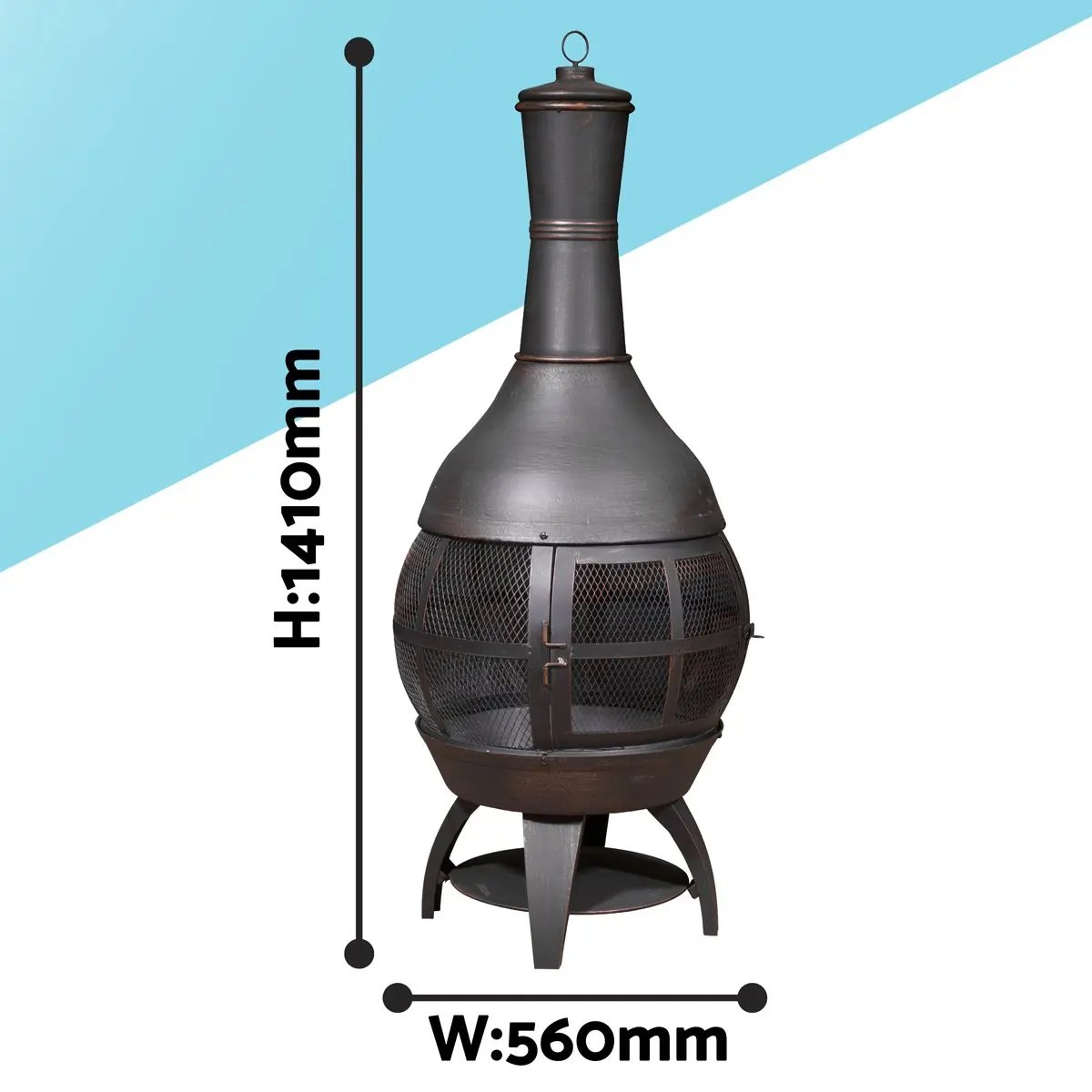 Dellonda DG112 Deluxe 360° Chiminea/Fire Pit/Outdoor Heater - Antique Bronze Finish Dellonda