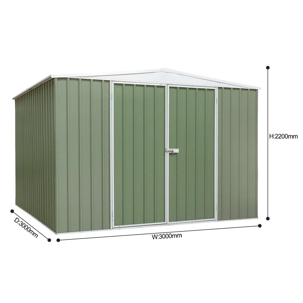 Dellonda DG116 Galvanised Steel Metal Garden/Outdoor/Storage Shed 10FT x 10FT Apex Style Roof - Green Dellonda