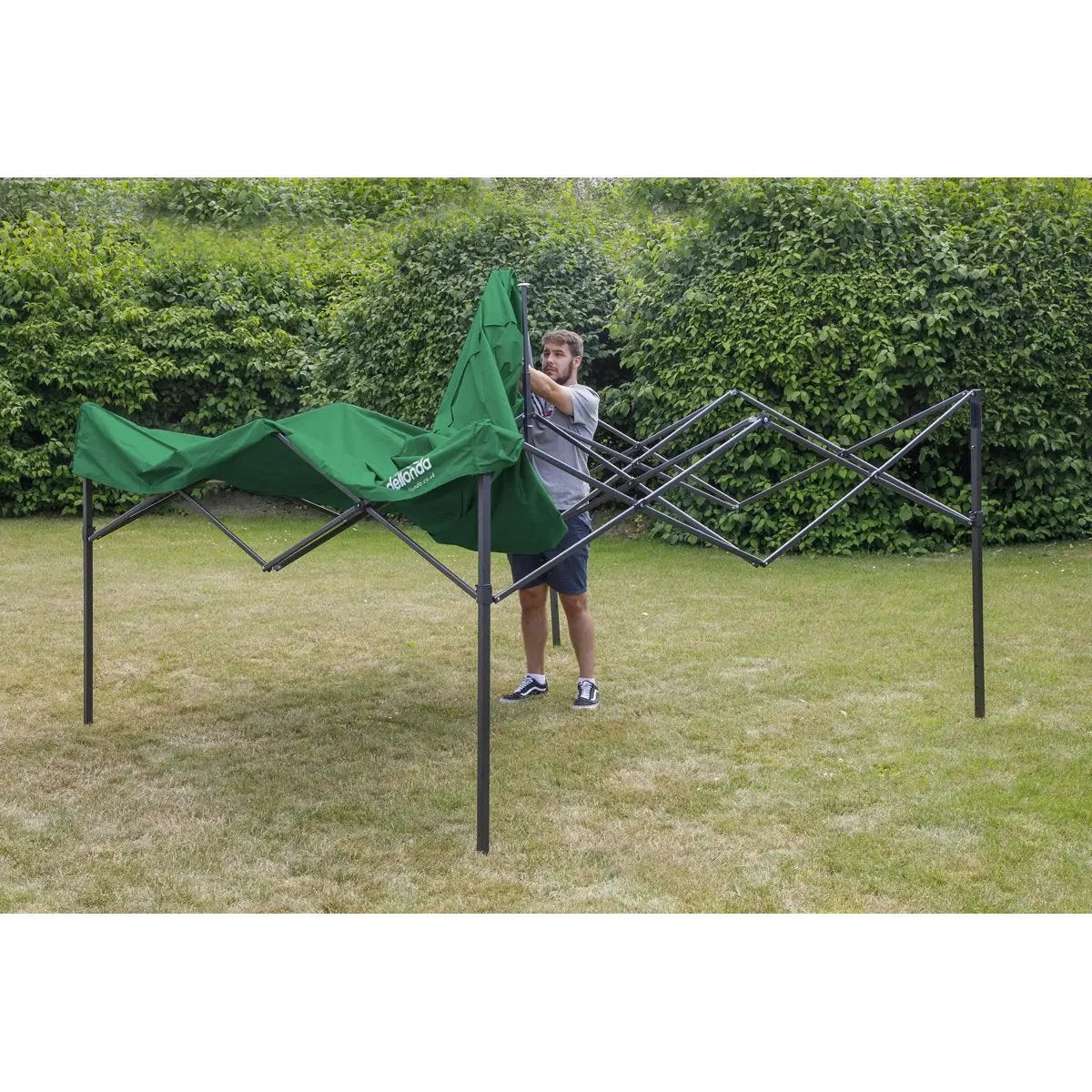 Dellonda DG128 Premium 2x2m Pop-Up Gazebo Heavy Duty PVC Coated Water Resistant Fabric Dark Green Dellonda