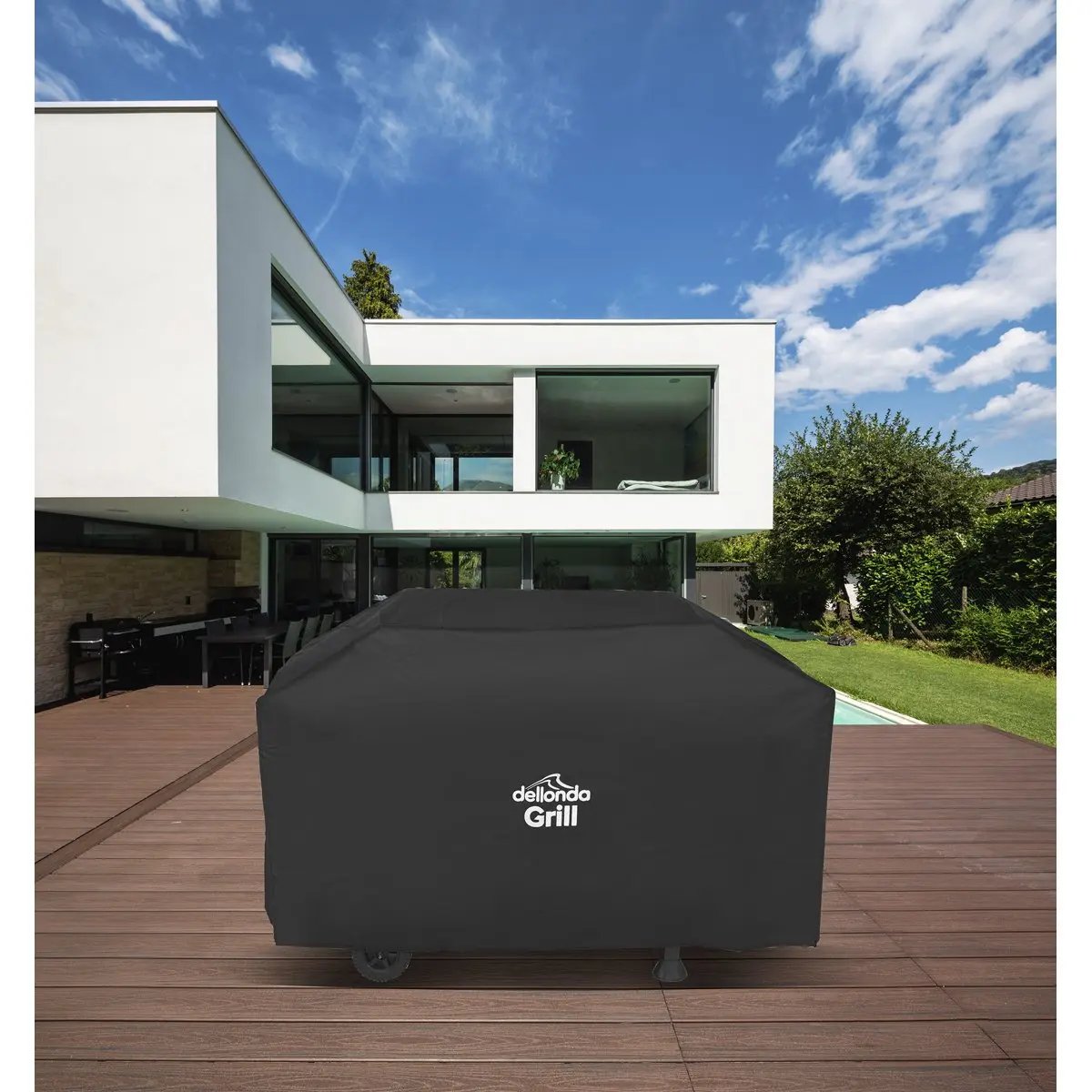 Dellonda DG20 Black PVC Cover for BBQs Water-Resistant 1370 x 920mm Dellonda