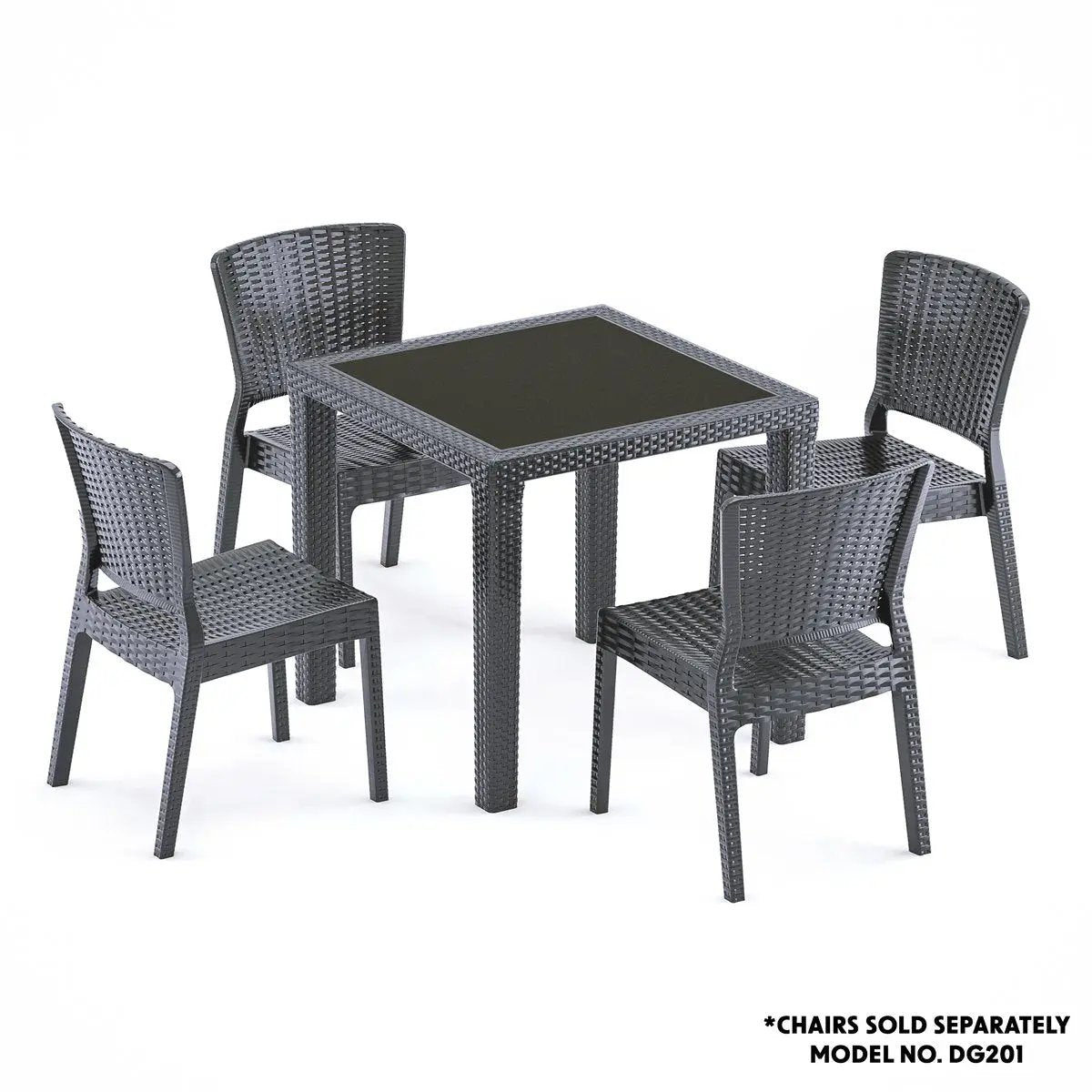 Dellonda DG207 Dining Table Weather Resistant Glass Top 80x80cm Anthracite Dellonda