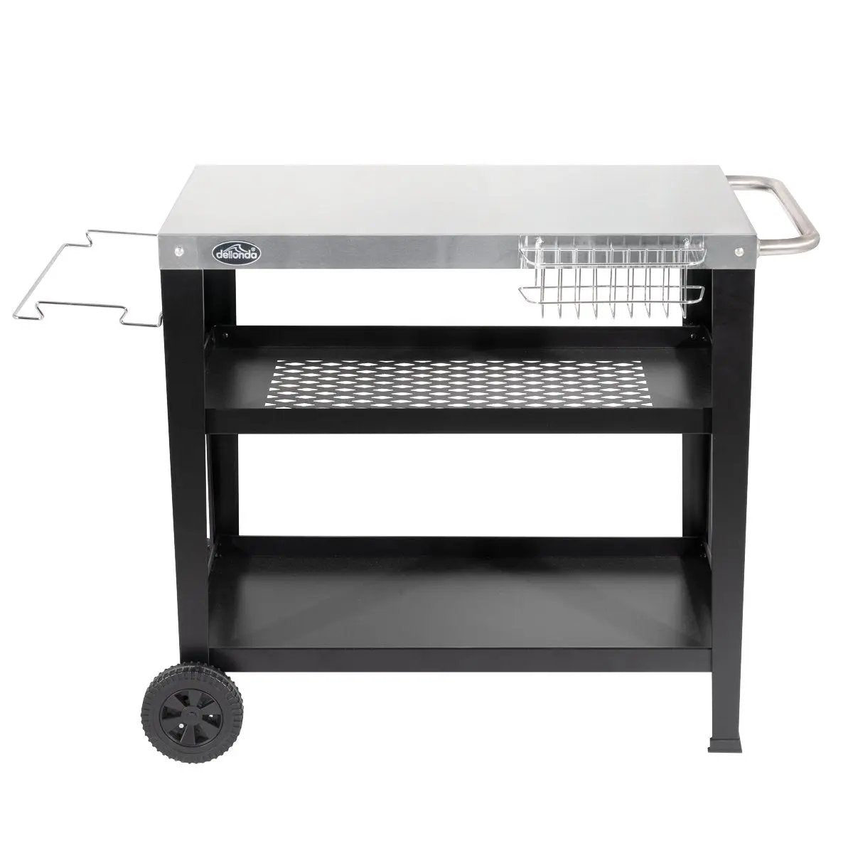 Dellonda DG263 Barbecue/Plancha Trolley for Outdoor Grilling/Cooking with Utensil Holder Stainless Steel Dellonda